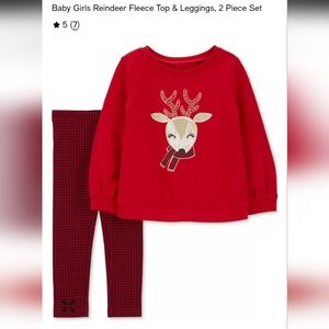 Baby Girls Reindeer Fleece Top & Leggings, 2 Piece Set Size 5T